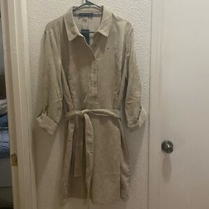 NWT Tommy Hilfiger Shirt Dress Womens Sz 12 Beige Corduroy